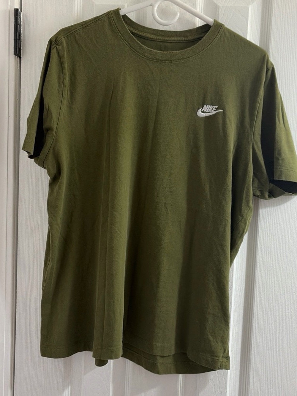 Nike Olive Crewneck Short-Sleeve Tee with White Swoosh